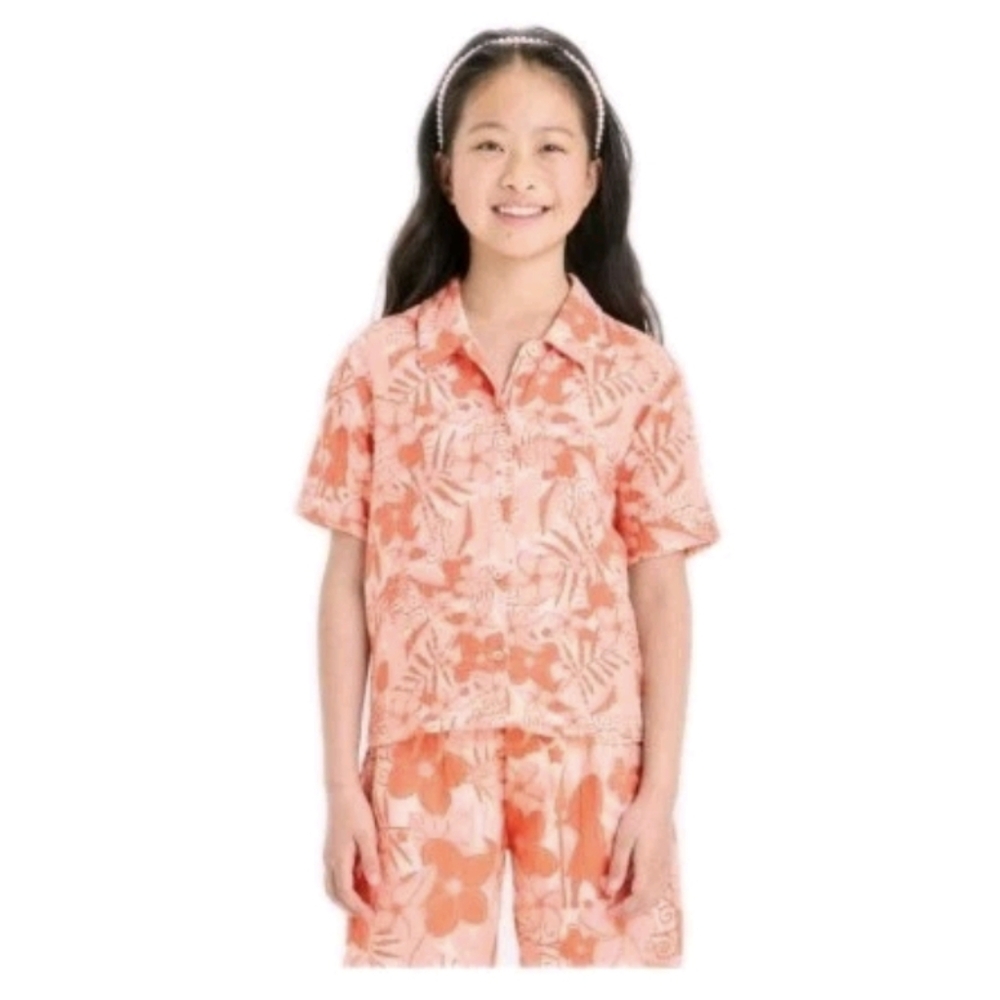 Moana 2 Official Merch Gauze Cabana Top Girls Large Peach NWT